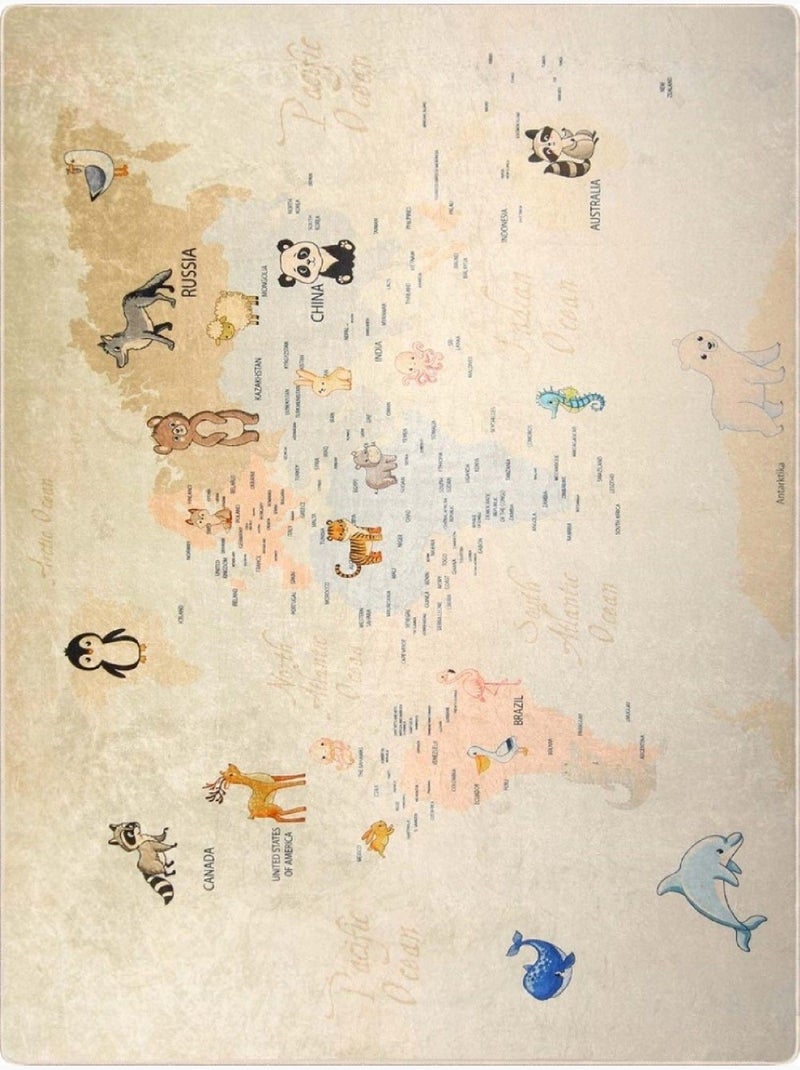 Tapis Enfant Monde Beige - Kiabi