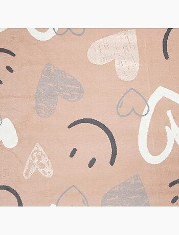 Tapis enfant motif cœurs et smileys, design ludique et joyeux