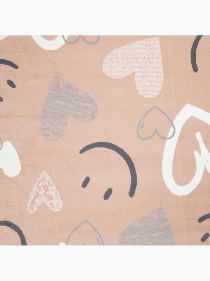 Tapis enfant motif cœurs et smileys, design ludique et joyeux Rose - Kiabi