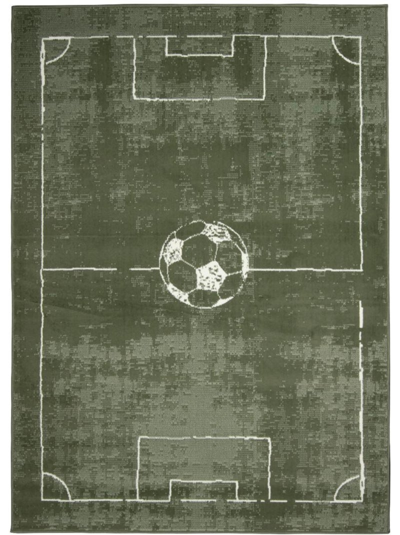 Tapis enfant motif terrain de football, ludique et sportif Vert - Kiabi