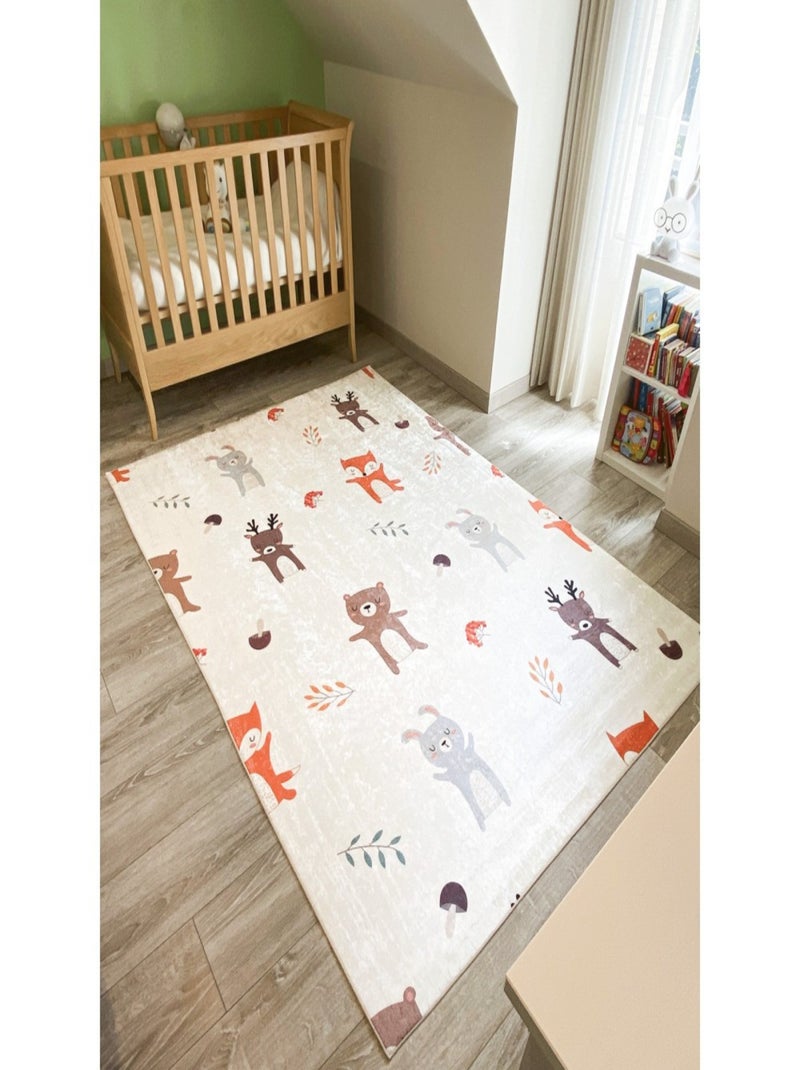 Tapis Enfant Motifs Animaux en polyester Beige - Kiabi