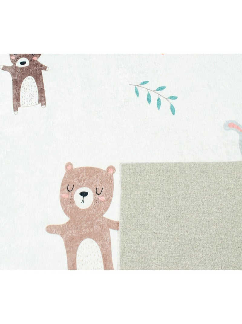 Tapis Enfant Motifs Animaux en polyester Beige - Kiabi