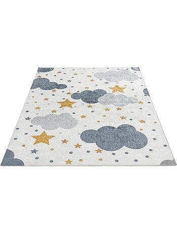 Tapis enfant nuages & étoiles - 140x200 / blanc
