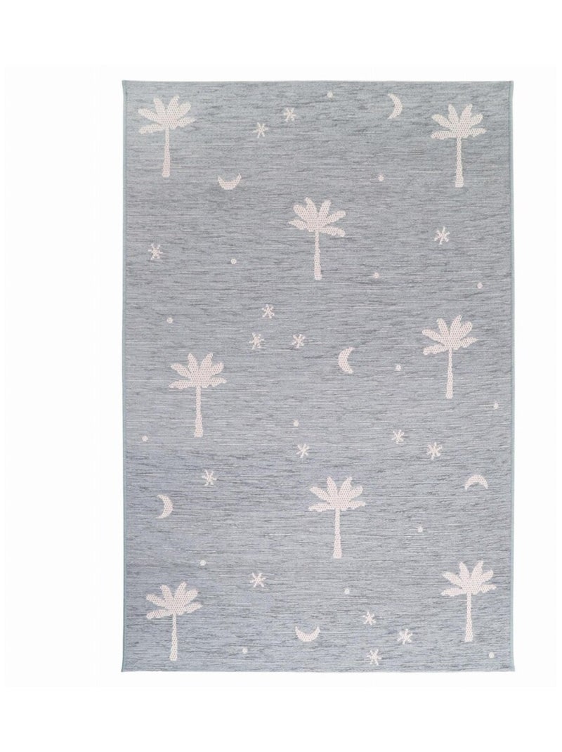 Tapis Enfant Palm Dream en polypropylène Bleu - Kiabi