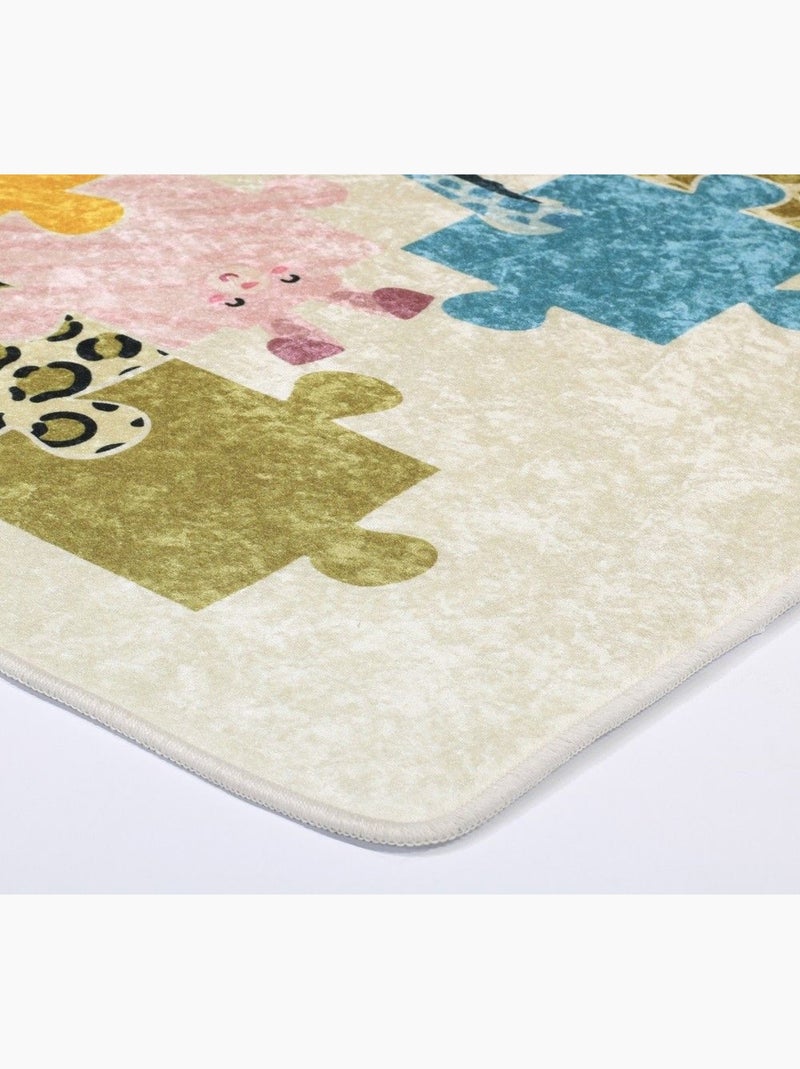 Tapis Enfant Puzzle Beige - Kiabi