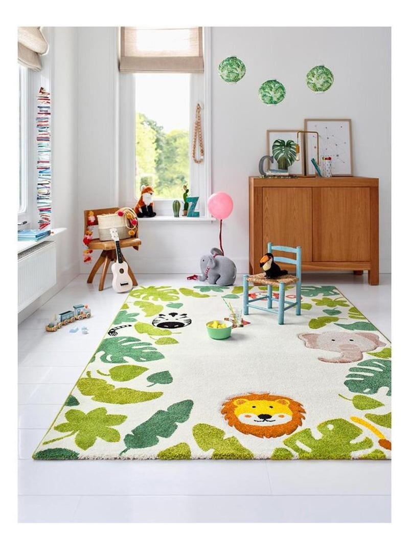 Tapis enfant rectangle animal beige Safari Esprit Beige - Kiabi