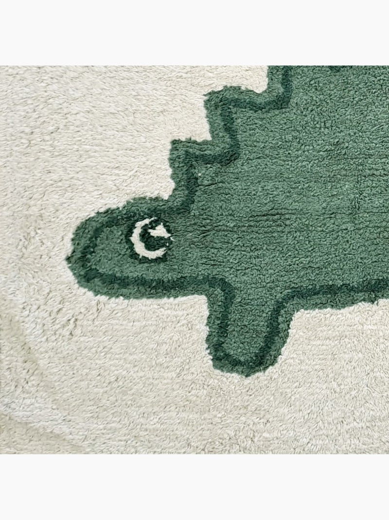 Tapis enfant rectangulaire 60 x 90 cm coton tufté motif dinosaure - Future Home Blanc Vert Bleu - Kiabi