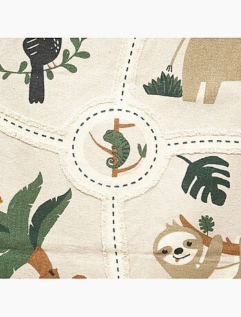 Tapis enfant rectangulaire en coton frangé à motif animaux vana