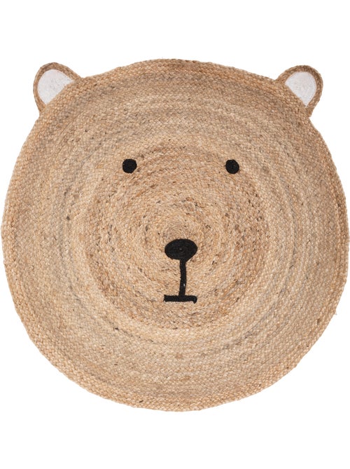 Tapis enfant rond en jute forme tête d'ourson tome - Kiabi