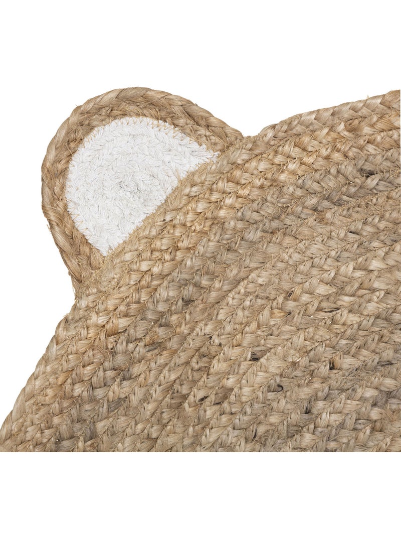 Tapis enfant rond en jute forme tête d'ourson tome Beige - Kiabi