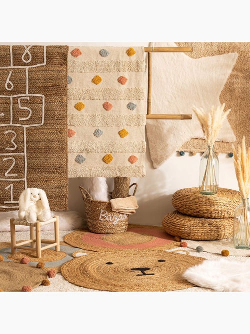 Tapis enfant rond en jute forme tête d'ourson tome - Kiabi