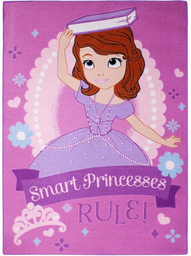 Tapis enfant SOFIA SMART PRINCESS Rose 95x133 Fait en Europe Rose - Kiabi