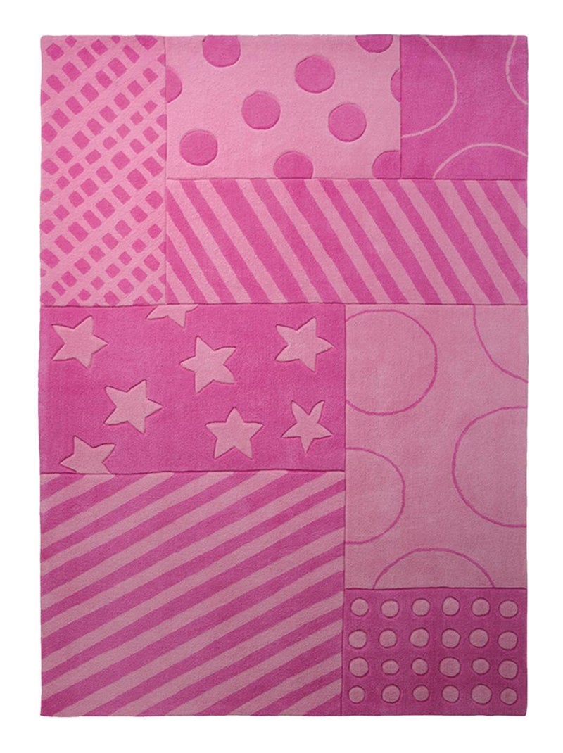 Tapis enfant STARS AND STRIPES en acrylique Fait main Rose - Kiabi