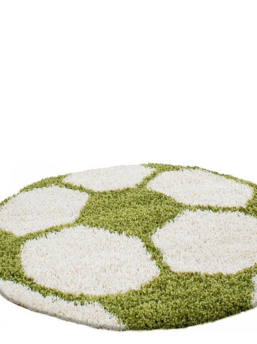 Tapis enfant tapis rond Ø 120cm SHAGGY FOOT Vert OEKO TEX idéal pour Salon - Kiabi