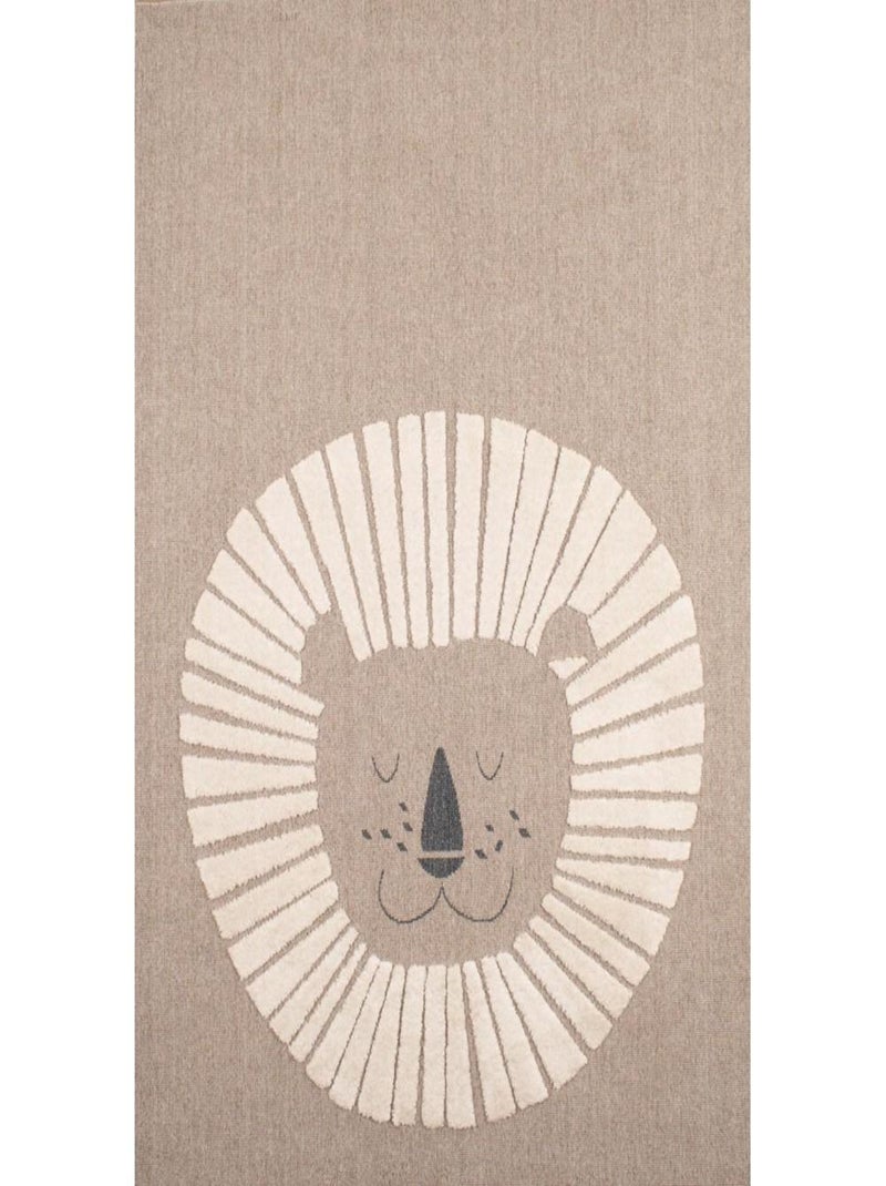 Tapis Enfant Tête de Lion en polyester Beige - Kiabi