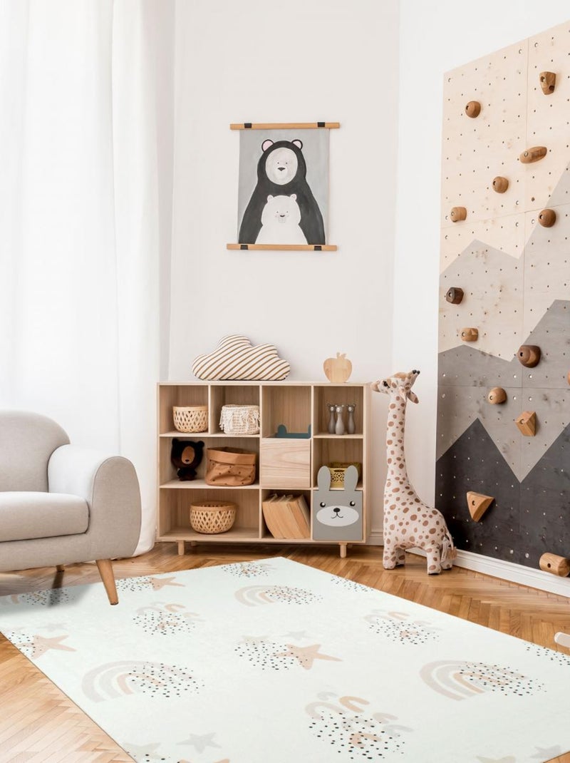 Tapis enfant tissé ARCENCIEL Blanc Mauve Noir - Kiabi