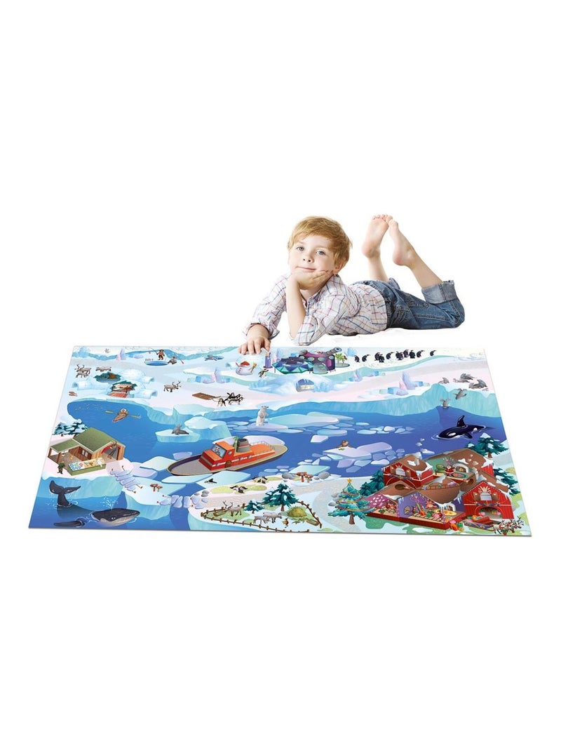 Tapis enfant tissé BANQUISE Blanc Mauve Noir - Kiabi