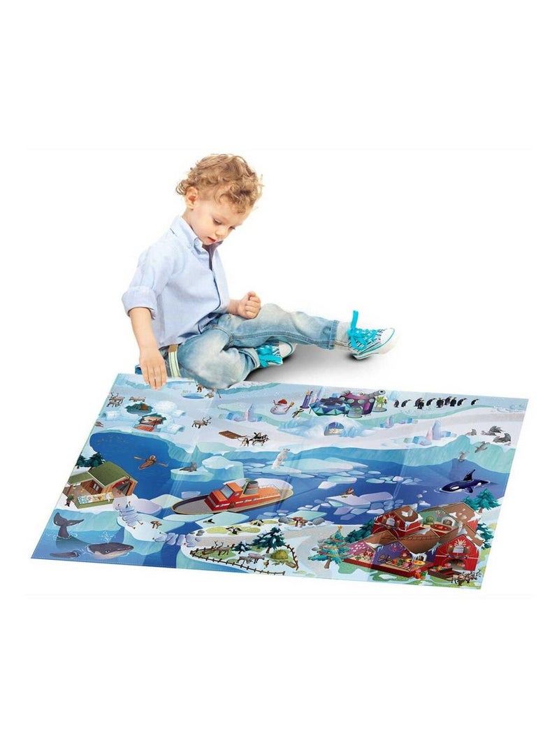 Tapis enfant tissé BANQUISE Blanc Mauve Noir - Kiabi