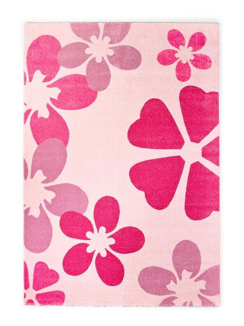 Tapis enfant tissé BLUME Blanc Mauve Noir - Kiabi