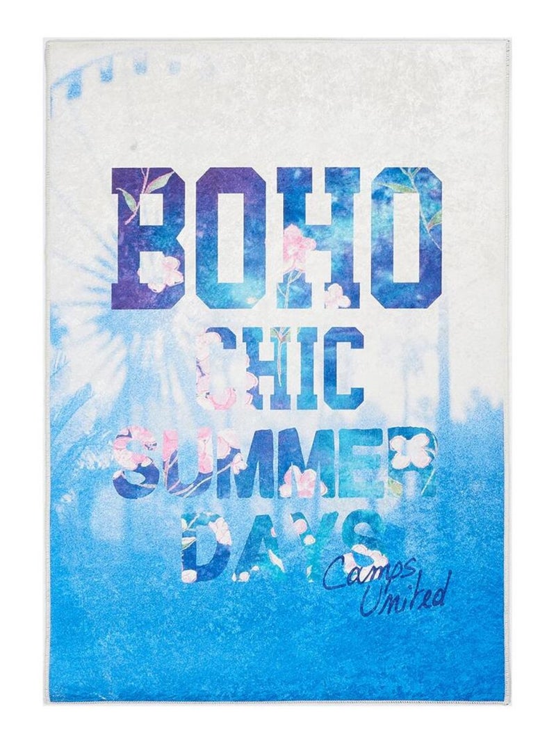 Tapis enfant tissé BOHO Bleu - Kiabi