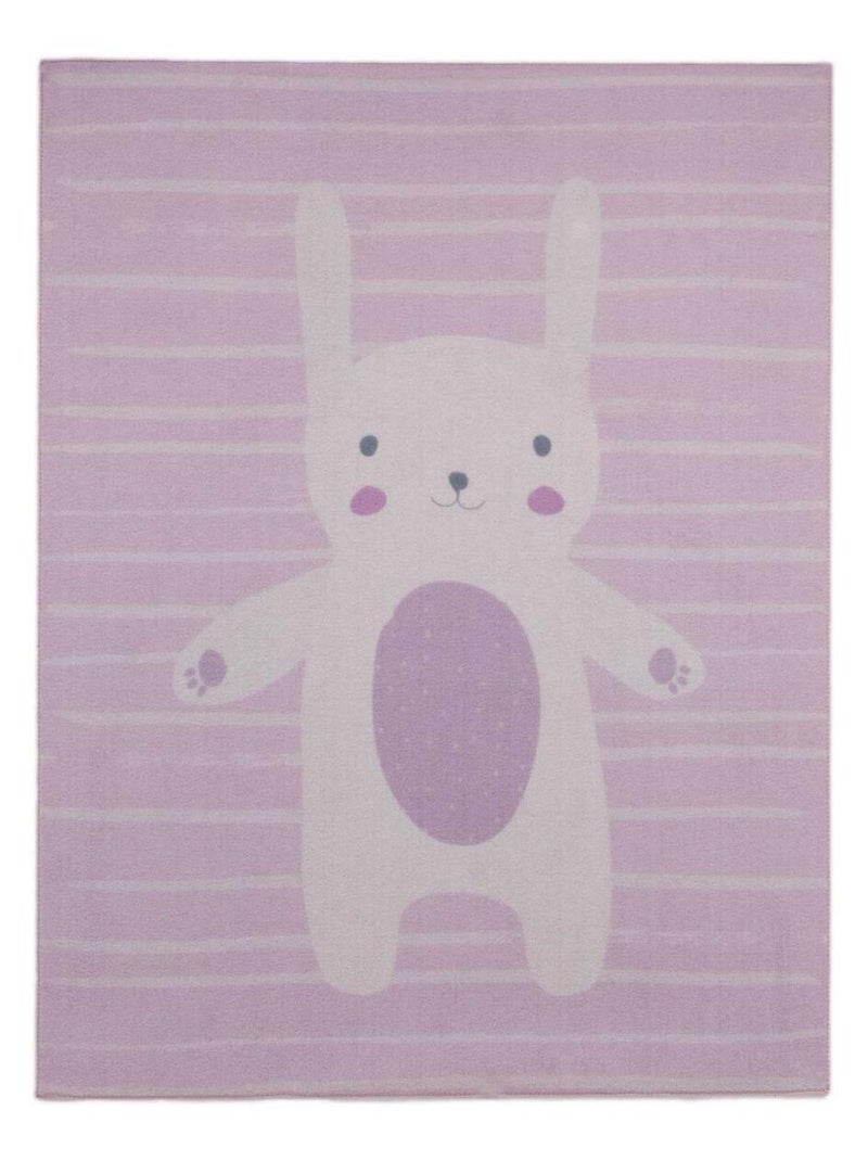 Tapis enfant tissé BUNNY Blanc Mauve Noir - Kiabi