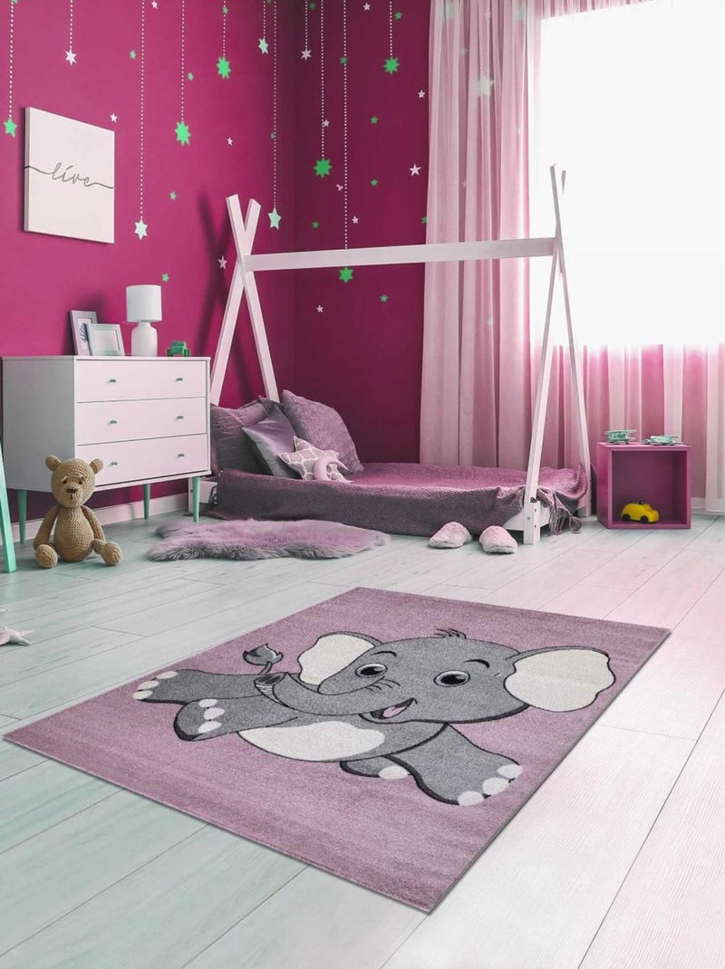 Tapis enfant tissé CANFIL Rose - Kiabi