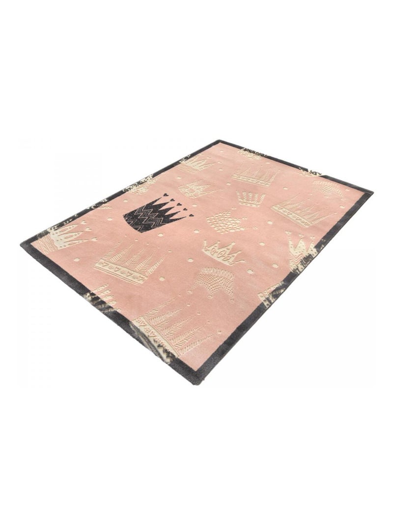 Tapis enfant tissé CROWN Blanc Mauve Noir - Kiabi