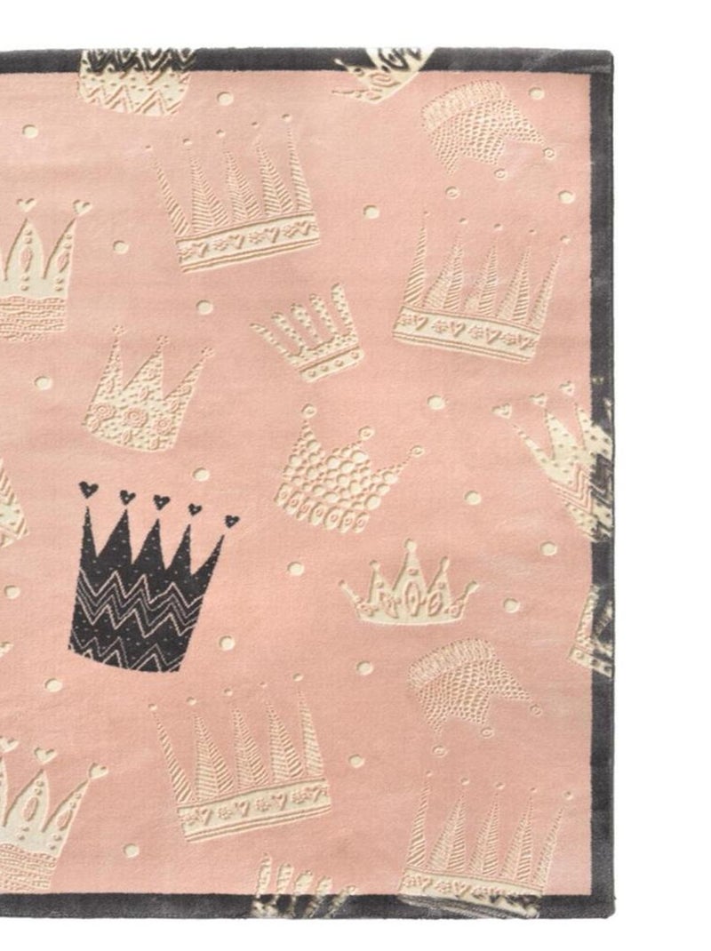 Tapis enfant tissé CROWN Rose - Kiabi