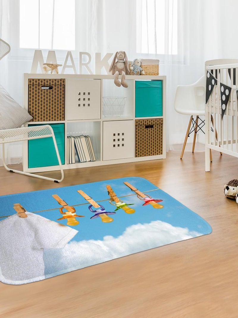 Tapis enfant tissé DOUX TET Blanc Mauve Noir - Kiabi