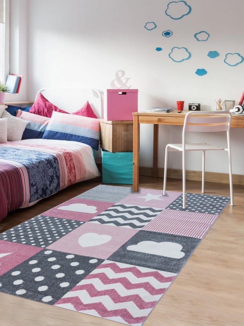Tapis enfant tissé KID HEART Rose - Kiabi