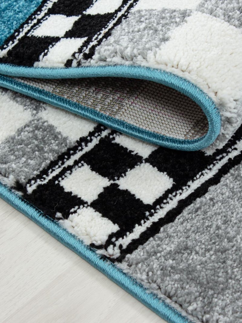 Tapis enfant tissé KID RACE Bleu - Kiabi