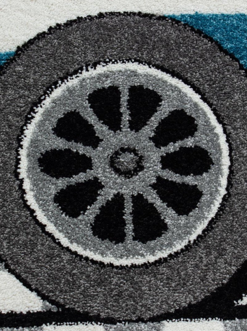 Tapis enfant tissé KID RACE Bleu - Kiabi
