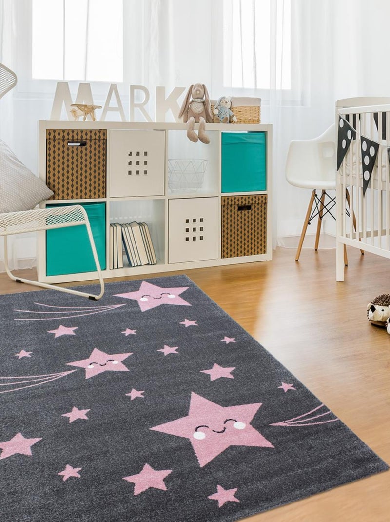 Tapis enfant tissé KID STARS Rose - Kiabi
