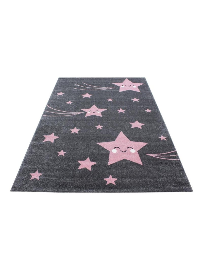 Tapis enfant tissé KID STARS Rose - Kiabi