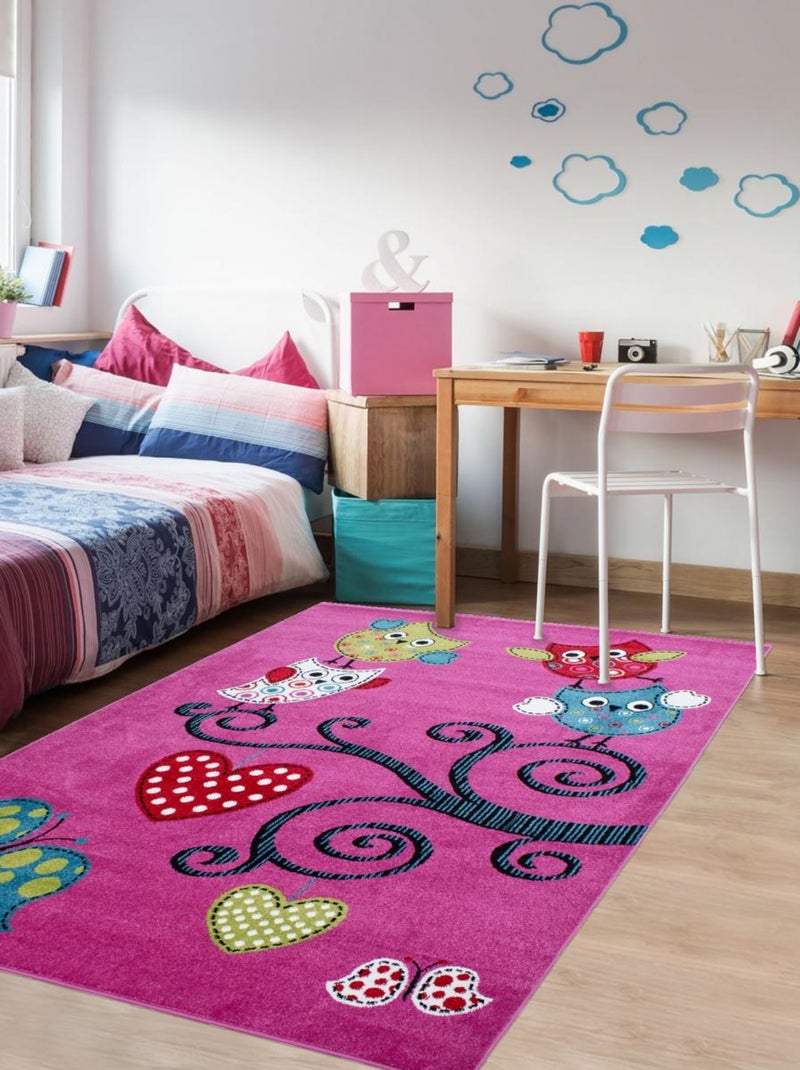 Tapis enfant tissé KID'S Blanc Mauve Noir - Kiabi