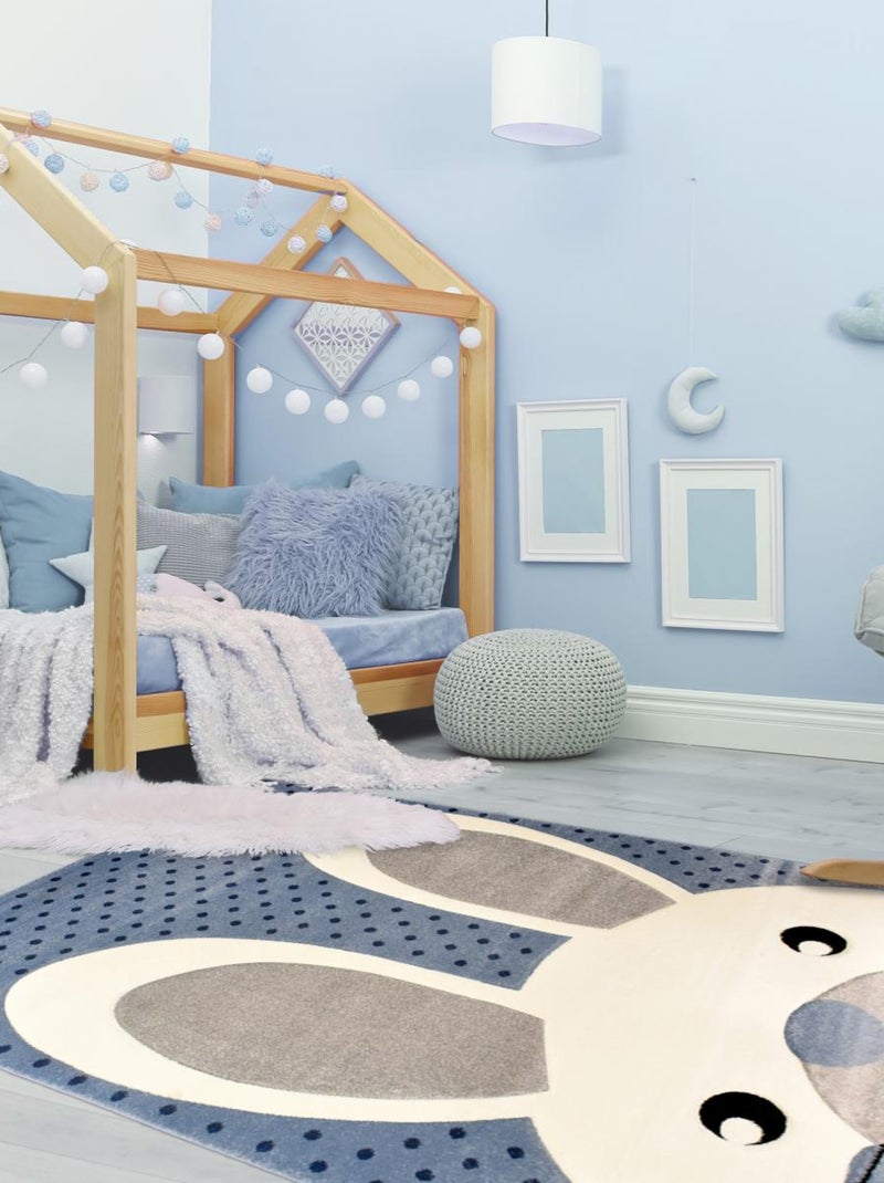Tapis enfant tissé LAKIDS Blanc Mauve Noir - Kiabi