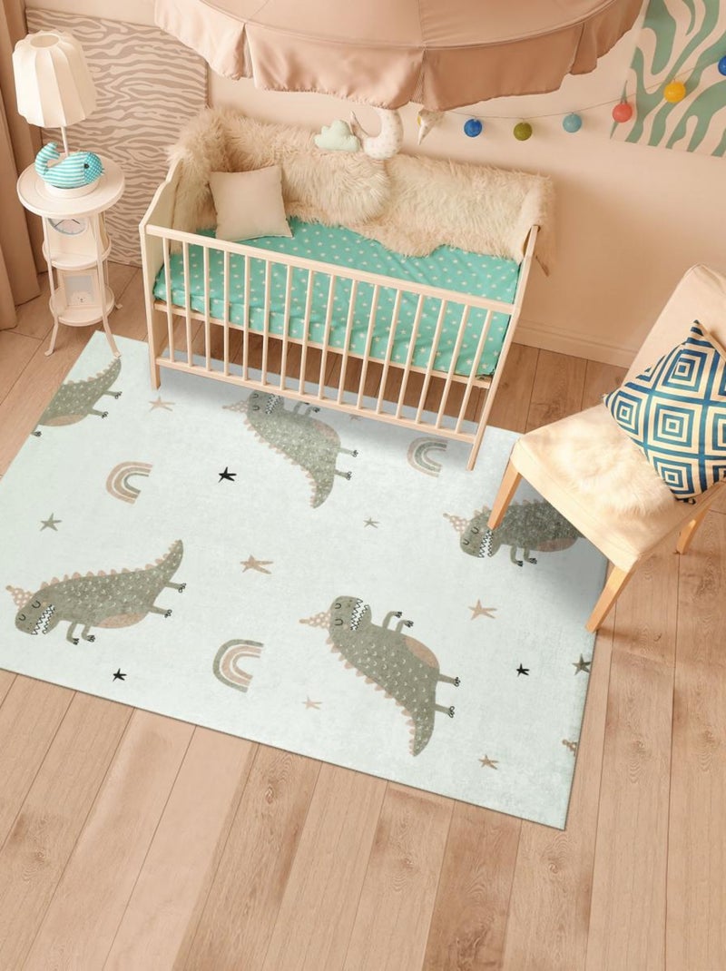 Tapis enfant tissé MONSTRO Blanc Mauve Noir - Kiabi