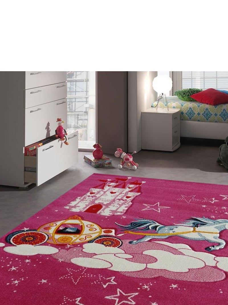 Tapis enfant tissé motif animaux CHATOLI Blanc Mauve Noir - Kiabi