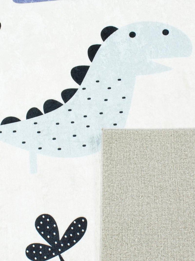 Tapis enfant tissé motif animaux DINO Bleu - Kiabi