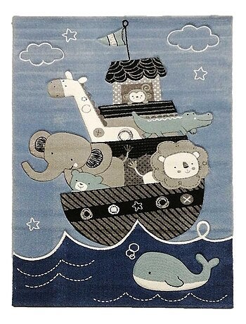 Tapis enfant tissé motif animaux ETELDA