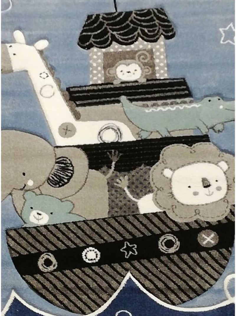 Tapis enfant tissé motif animaux ETELDA Bleu - Kiabi