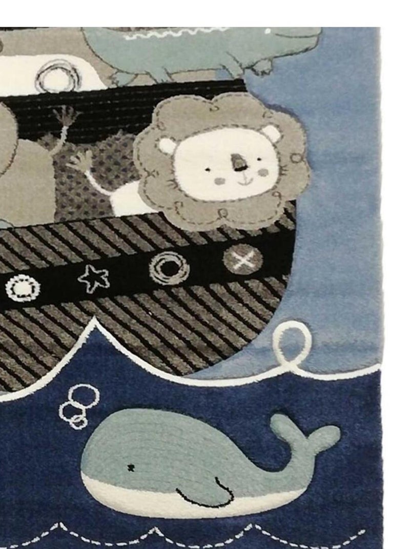 Tapis enfant tissé motif animaux ETELDA Bleu - Kiabi