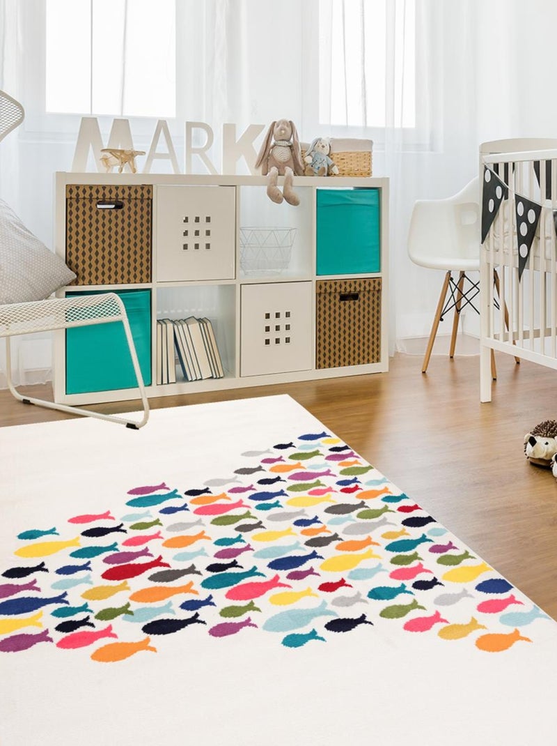 Tapis enfant tissé motif animaux FISHES Multicolore - Kiabi