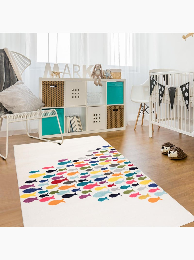 Tapis enfant tissé motif animaux FISHES Multicolore - Kiabi