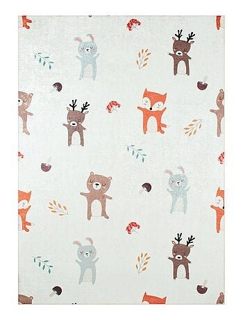 Tapis enfant tissé motif animaux FORET