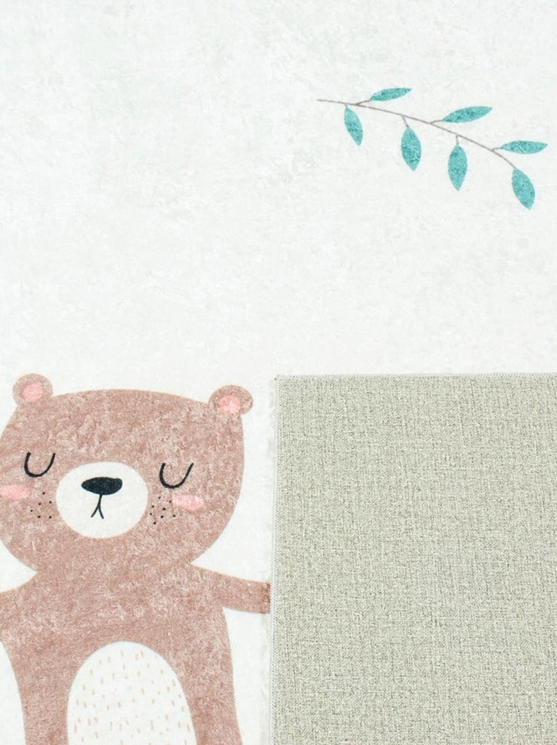 Tapis enfant tissé motif animaux FORET Ecru - Kiabi
