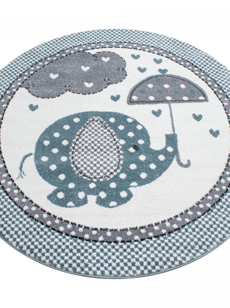 Tapis enfant tissé motif animaux KID RAIN Bleu - Kiabi