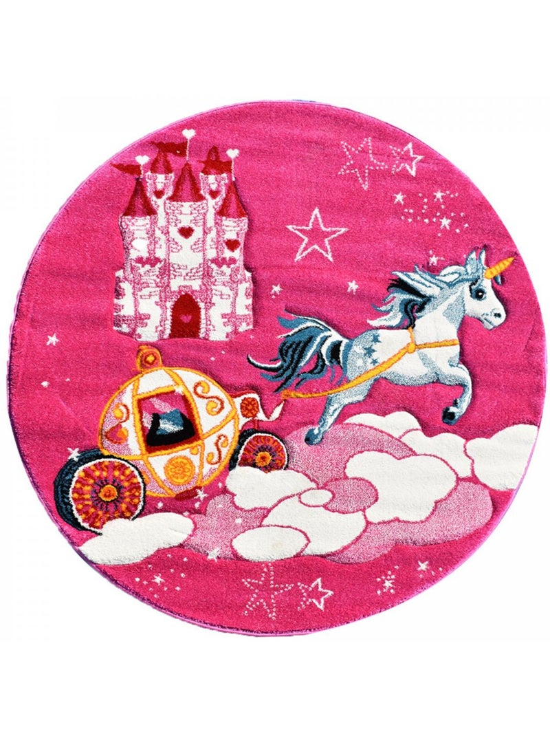 Tapis enfant tissé motif animaux LYN8 CHATOLI Rose - Kiabi