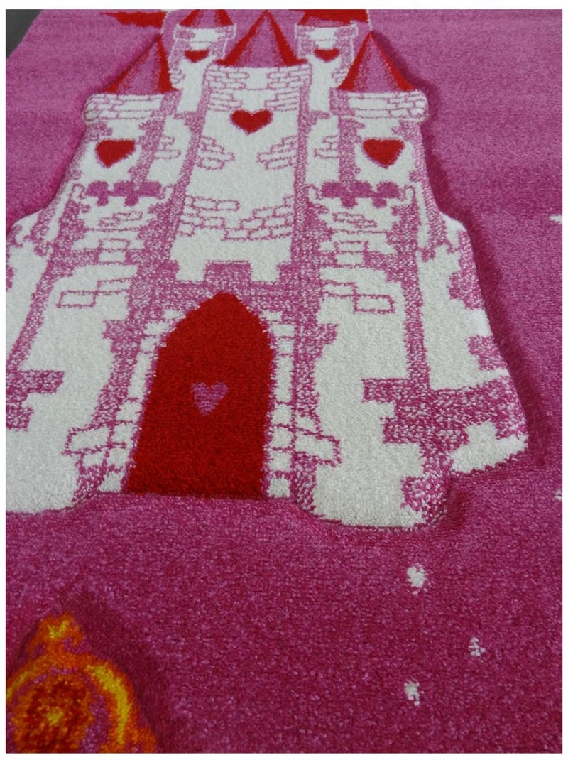 Tapis enfant tissé motif animaux LYN8 CHATOLI Rose - Kiabi