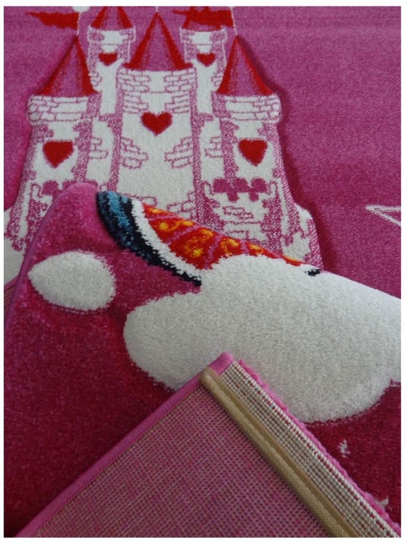 Tapis enfant tissé motif animaux LYN8 CHATOLI Rose - Kiabi